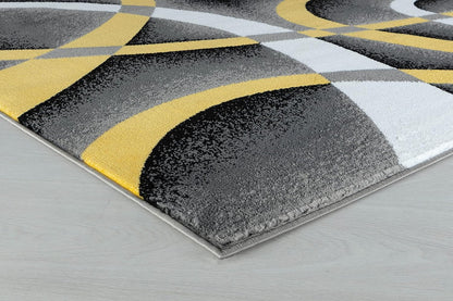 Area Rug Modern 5x7 Yellow Soft Contemporary Floor Carpet for Indoor Living Dining Room and Bedroom Area