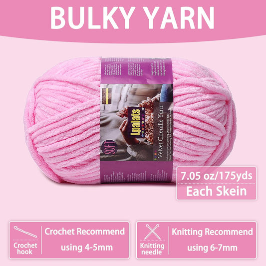 Chunky Chenille Yarn for Crocheting, Yellow Fluffy Blanket Yarn for Crochet | 2 Pack of 175 Yds, 7.05 Oz Fuzzy Thick Velvet Yarn for Crocheting Plush Soft Crochet Yarn for Knitting Blankets, Amigurumi
