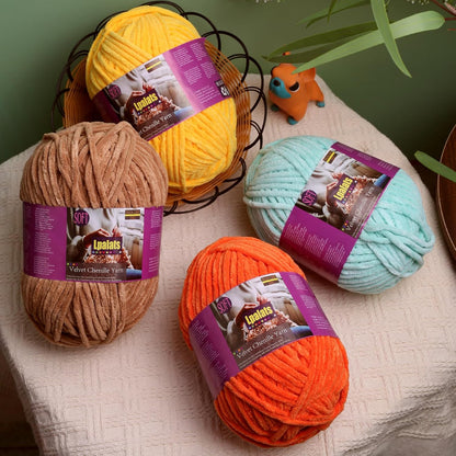 Chunky Chenille Yarn for Crocheting, Yellow Fluffy Blanket Yarn for Crochet | 2 Pack of 175 Yds, 7.05 Oz Fuzzy Thick Velvet Yarn for Crocheting Plush Soft Crochet Yarn for Knitting Blankets, Amigurumi