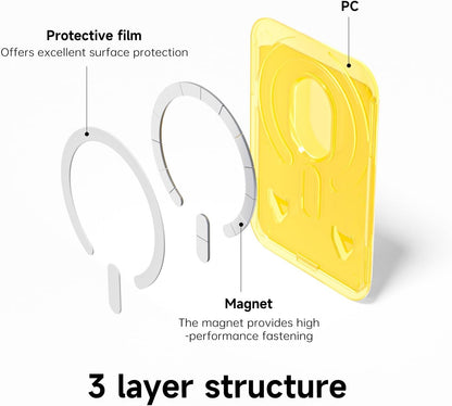Magnetic Phone Wallet Clear Compatible with Magsafe Wallet, Slim Thin Translucent ID Credit Card Holder Wallets for Phone, Hard Plastic Magnet Pocket Sleeve for iPhone Samsung, Clear Yellow