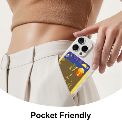 Magnetic Phone Wallet Clear Compatible with Magsafe Wallet, Slim Thin Translucent ID Credit Card Holder Wallets for Phone, Hard Plastic Magnet Pocket Sleeve for iPhone Samsung, Clear Yellow