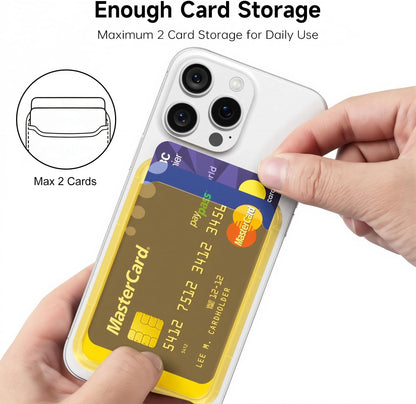 Magnetic Phone Wallet Clear Compatible with Magsafe Wallet, Slim Thin Translucent ID Credit Card Holder Wallets for Phone, Hard Plastic Magnet Pocket Sleeve for iPhone Samsung, Clear Yellow