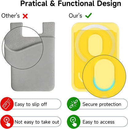 Magnetic Phone Wallet Clear Compatible with Magsafe Wallet, Slim Thin Translucent ID Credit Card Holder Wallets for Phone, Hard Plastic Magnet Pocket Sleeve for iPhone Samsung, Clear Yellow