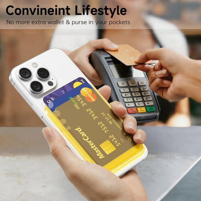 Magnetic Phone Wallet Clear Compatible with Magsafe Wallet, Slim Thin Translucent ID Credit Card Holder Wallets for Phone, Hard Plastic Magnet Pocket Sleeve for iPhone Samsung, Clear Yellow