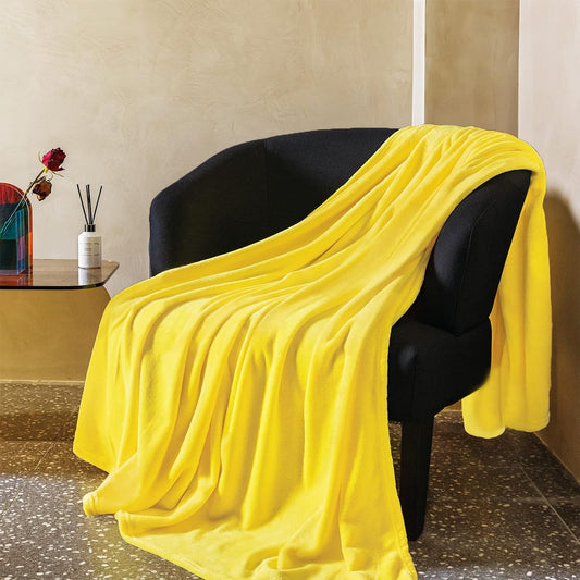 Yellow Fleece Plush Throw Blanket 50"x60"for Couch Sofa Fuzzy Cozy Flannel | Super Soft Lightweight Microfiber Blanket for Bed Chair bedroom Home Decor All Season,Birthday Gifts for Women Mom Adult