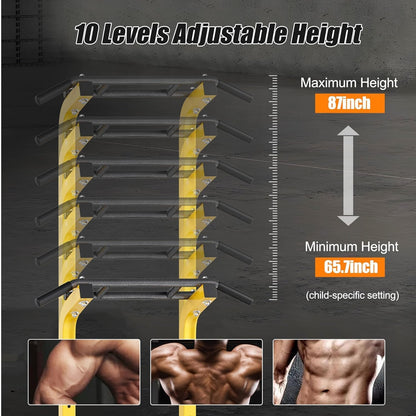 Power Tower Pull Up Bar Dip Station, All in One Free Standing Pull Up Bar for Home Gym with 7-Level Height Adjustable, Multi-Function Power Racks Strength Training Equipment, 330 lbs Capacity
