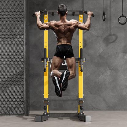 Power Tower Pull Up Bar Dip Station, All in One Free Standing Pull Up Bar for Home Gym with 7-Level Height Adjustable, Multi-Function Power Racks Strength Training Equipment, 330 lbs Capacity