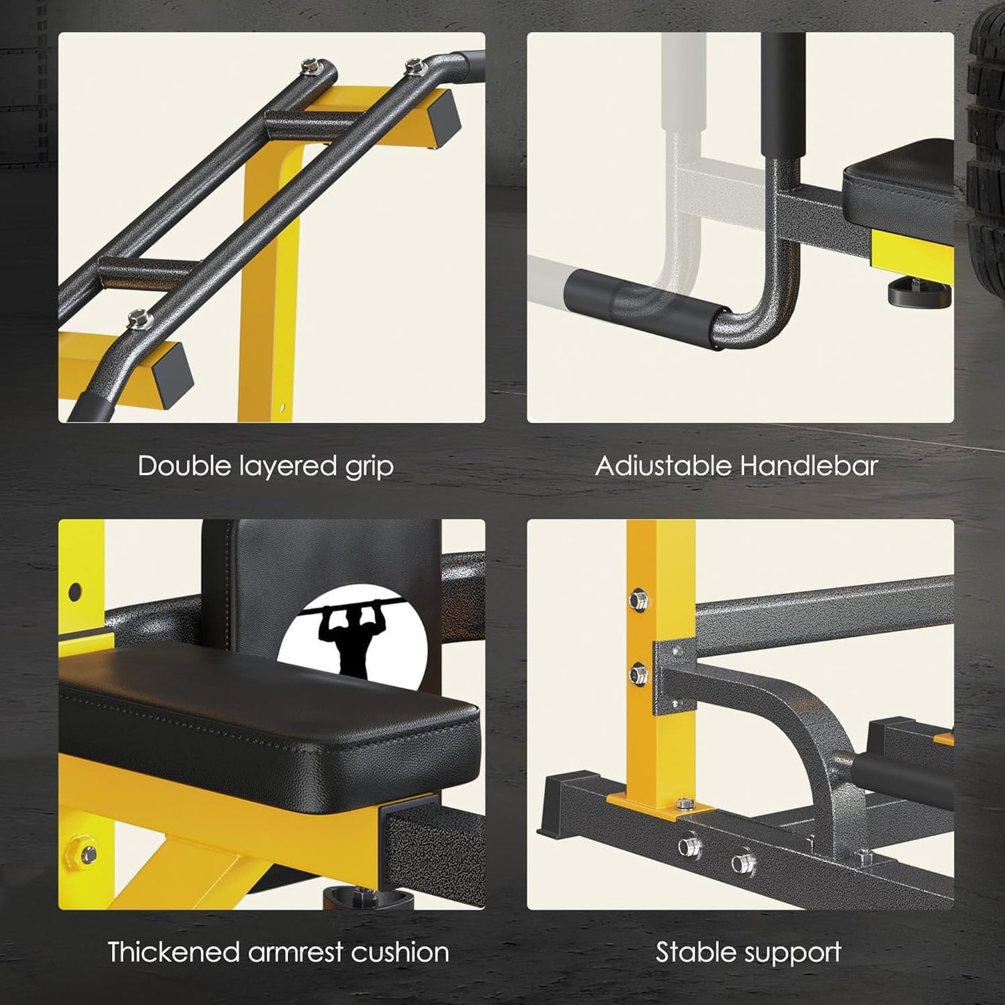 Power Tower Pull Up Bar Dip Station, All in One Free Standing Pull Up Bar for Home Gym with 7-Level Height Adjustable, Multi-Function Power Racks Strength Training Equipment, 330 lbs Capacity