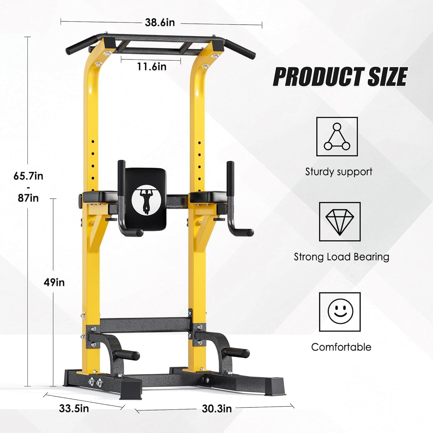 Power Tower Pull Up Bar Dip Station, All in One Free Standing Pull Up Bar for Home Gym with 7-Level Height Adjustable, Multi-Function Power Racks Strength Training Equipment, 330 lbs Capacity