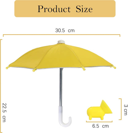 2 Pack Cell Phone Umbrella for Sun Shade, Universal Adjustable Stand With Cute Piggy Suction Cup, Outdoor Anti-reflective Glare Blocking Cell Phone Sun Visor, Black&Yellow