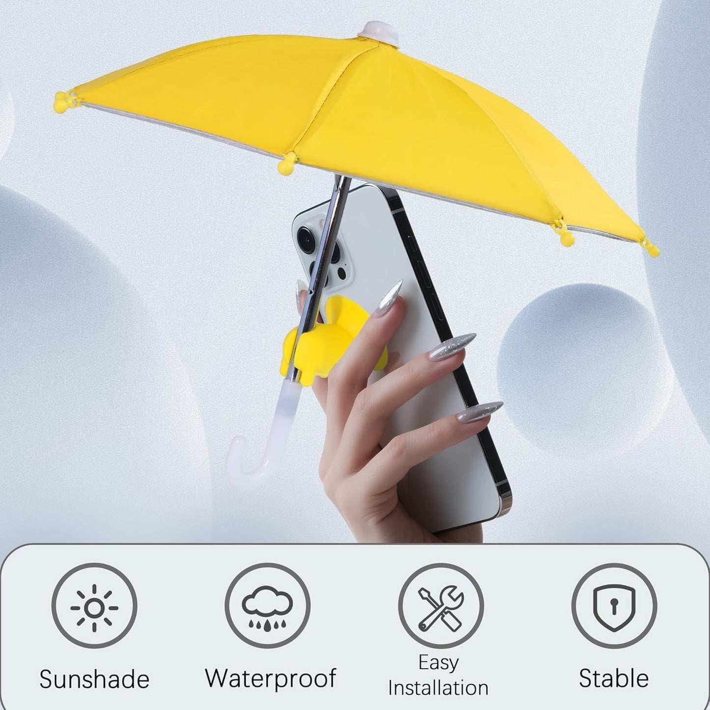 2 Pack Cell Phone Umbrella for Sun Shade, Universal Adjustable Stand With Cute Piggy Suction Cup, Outdoor Anti-reflective Glare Blocking Cell Phone Sun Visor, Black&Yellow