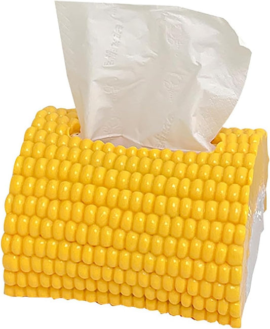 Decorative Tissue Dispenser – Refillable Corn-Shaped Tissue Box for Home, Office, Car & Bathroom | Cute Yellow Corn-Themed Storage Case & Kitchen Décor Accessory