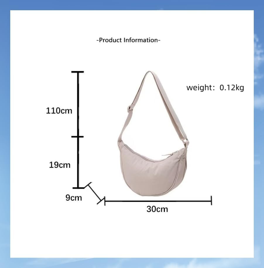 crescent shaped crossbody bag, lightweight work travel shoulder bag, casual sling bag