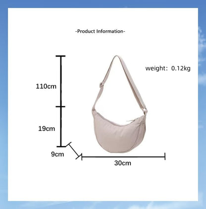 crescent shaped crossbody bag, lightweight work travel shoulder bag, casual sling bag