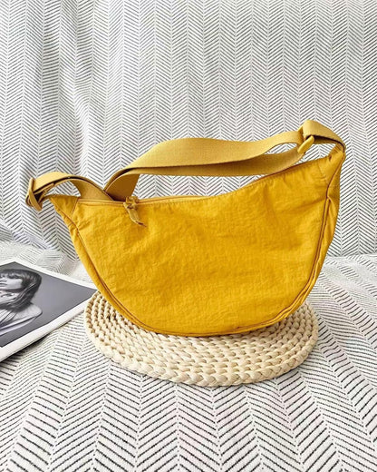 crescent shaped crossbody bag, lightweight work travel shoulder bag, casual sling bag