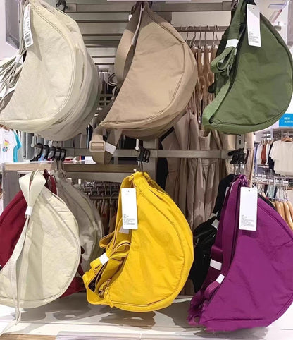 crescent shaped crossbody bag, lightweight work travel shoulder bag, casual sling bag