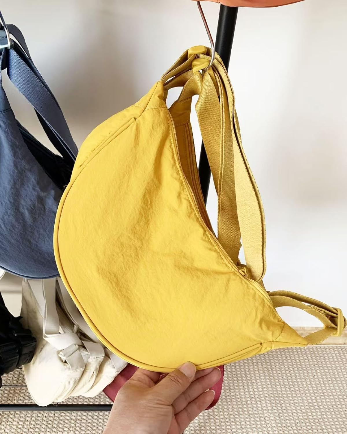 crescent shaped crossbody bag, lightweight work travel shoulder bag, casual sling bag
