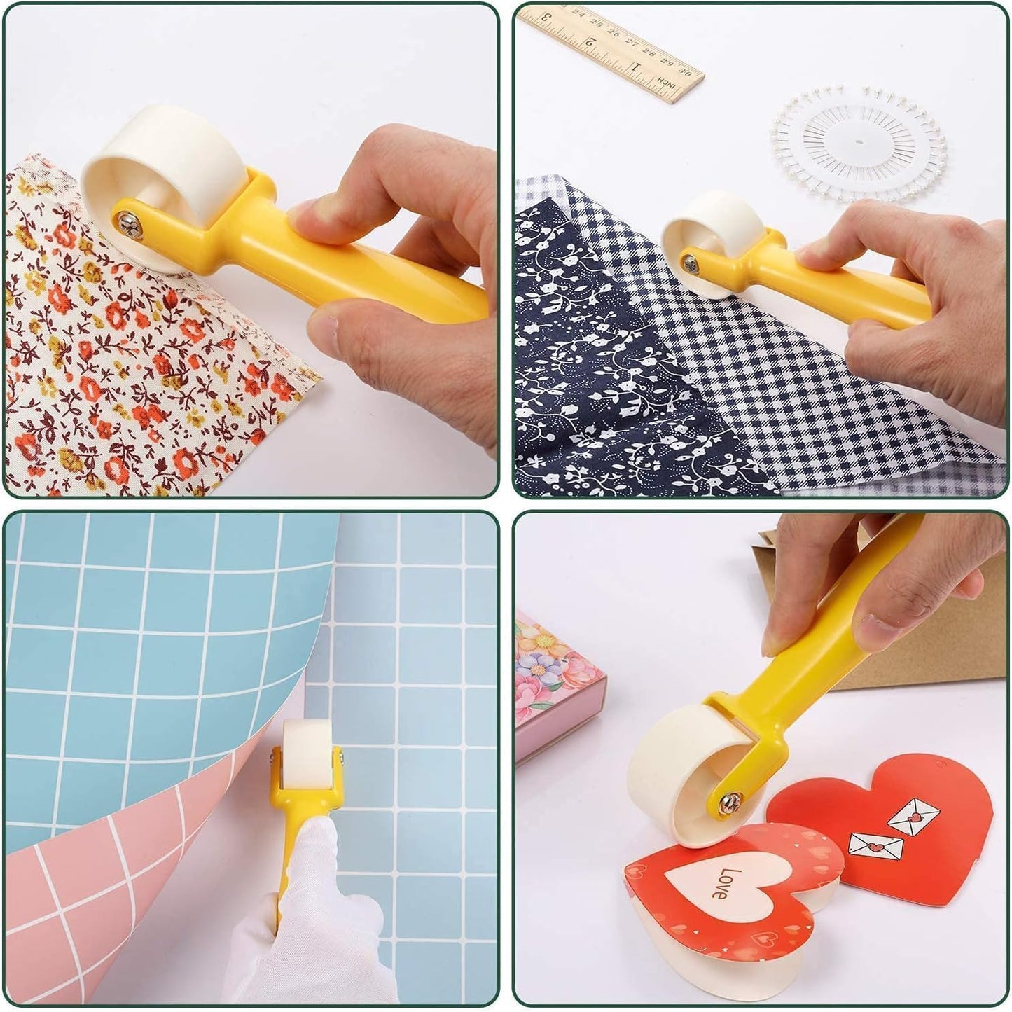 Yellow Quilting Seam Roller Quilting Roller Roll and Press Sewing Roller Tool with Easy to Grip Handle for Quilting, Sewing, Wallpaper, Home Decoration Attractive Design Sewing Tools (15 X 2.3 cm)