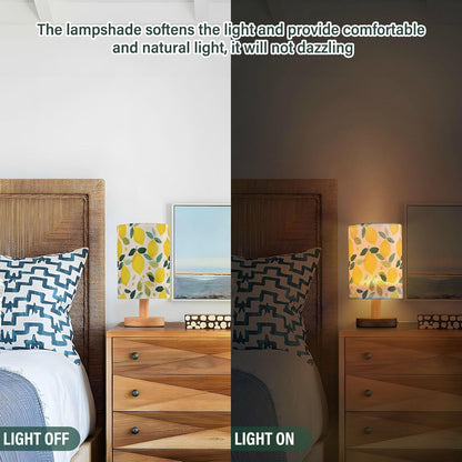 Bedside Table Lamp Lemon Yellow Citrus Fruits (92) Kids Nightstand Lamp Night Light Fabric Shade for Bedroom Living Room Home Office