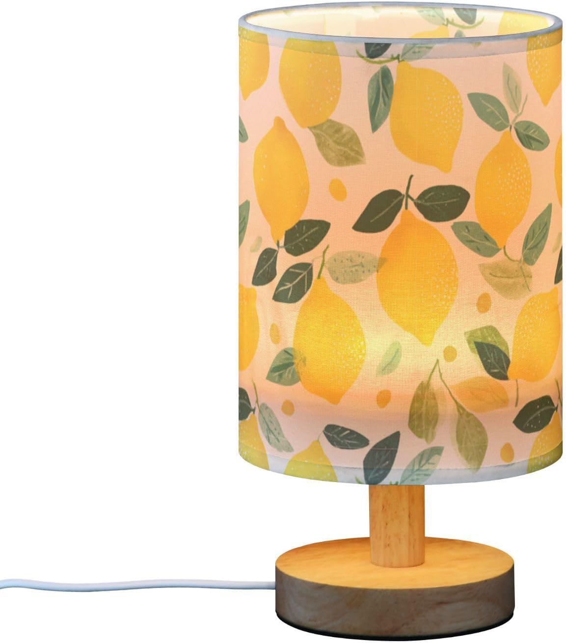 Bedside Table Lamp Lemon Yellow Citrus Fruits (92) Kids Nightstand Lamp Night Light Fabric Shade for Bedroom Living Room Home Office