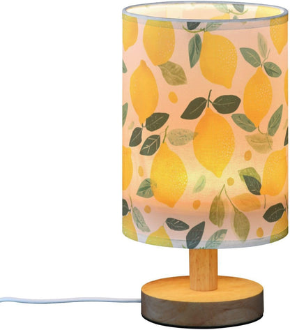 Bedside Table Lamp Lemon Yellow Citrus Fruits (92) Kids Nightstand Lamp Night Light Fabric Shade for Bedroom Living Room Home Office