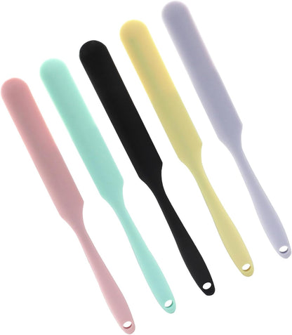 5pcs Silica Gel Jar Scraper Spatulas, 9.45 Inch, Light Green/Light Pink/Light Purple/Light Yellow/Dark Brown