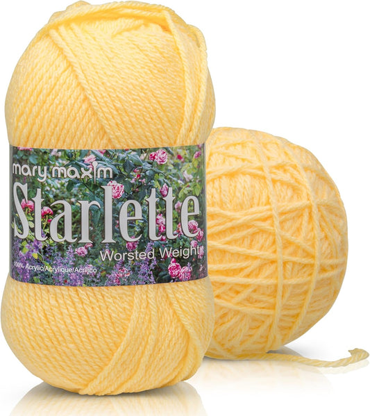 Starlette, Yellow Yarn for Crocheting and Knitting, Soft Acrylic Afghan, Clothing and Blanket Yarn, 180 Yards, Soft Yellow - 1 Skein