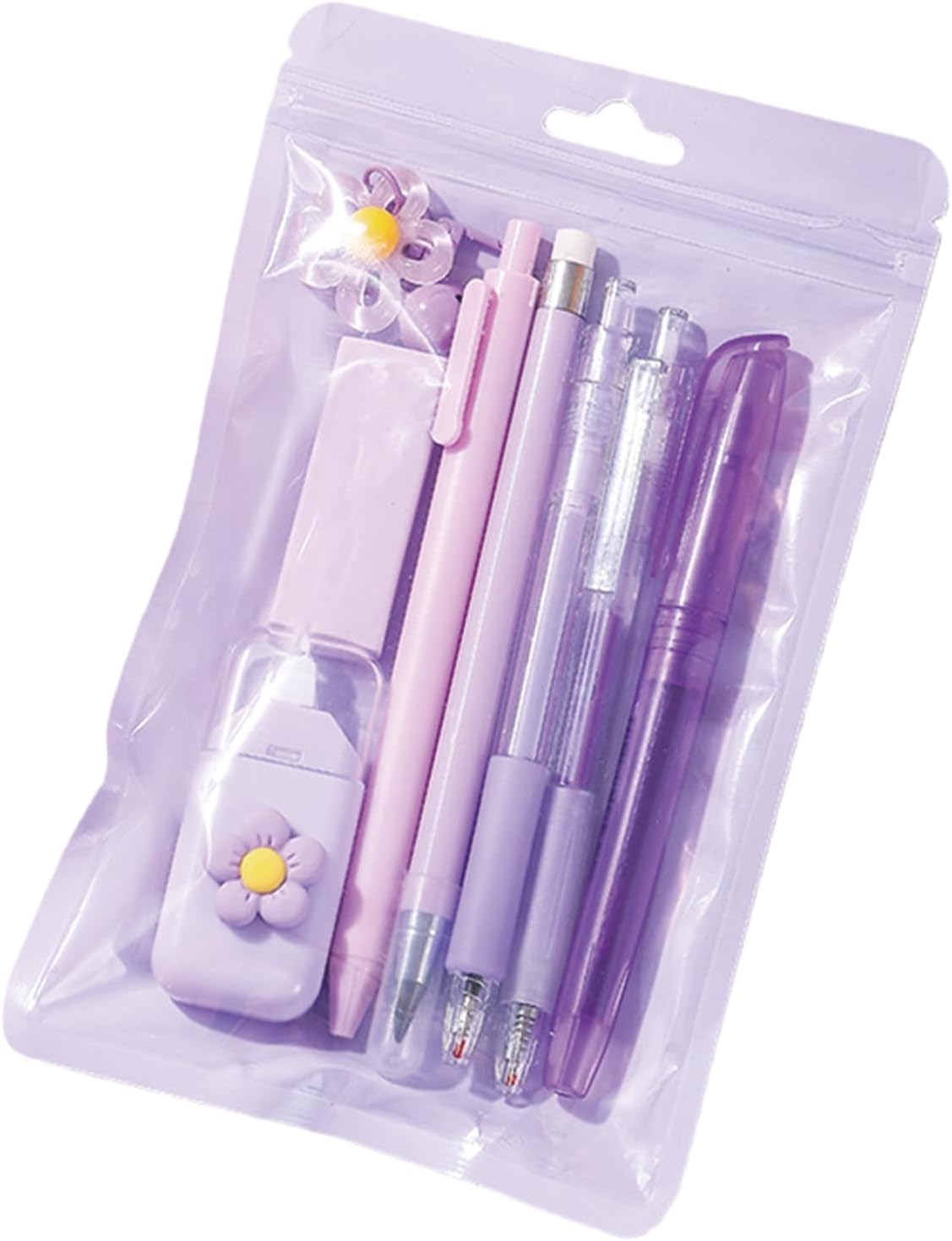 8 Pcs Cute Yellow Stationery Set for Girls Boys Women Back to School Supplies Office Supplies Kawaii Candy Colors Stationery Gift Including Pen Pencil Highlighter Eraser (Yellow)