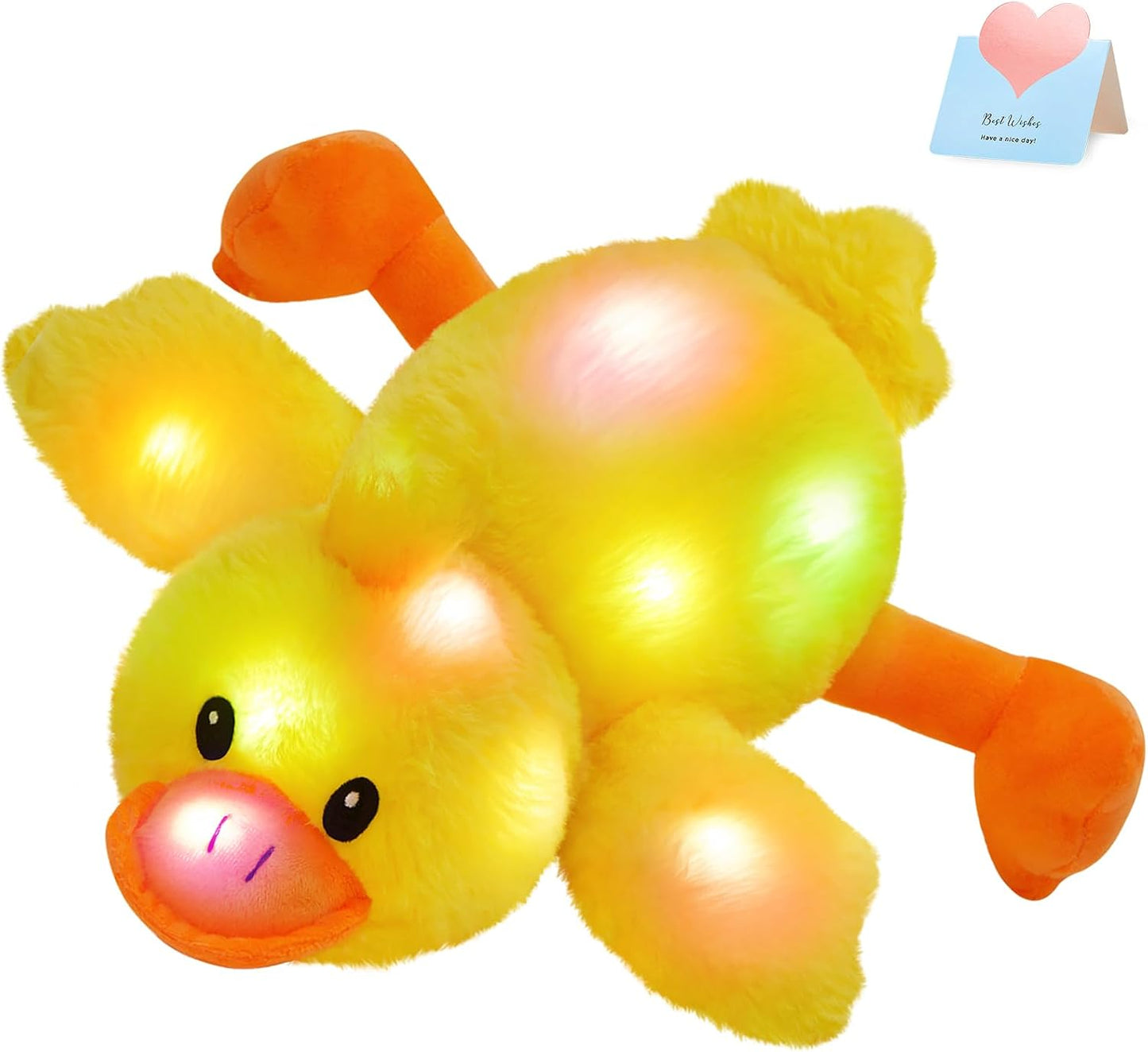 12" Light up Yellow Duck Stuffed Animal Soft LED Night Glowing | Plush Day Birthday Children Toddler Kids Toy Pillow Bed Sofa Beautiful Decorative
