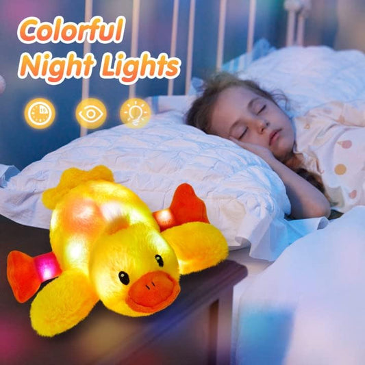 12" Light up Yellow Duck Stuffed Animal Soft LED Night Glowing | Plush Day Birthday Children Toddler Kids Toy Pillow Bed Sofa Beautiful Decorative