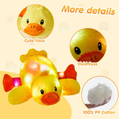 12" Light up Yellow Duck Stuffed Animal Soft LED Night Glowing | Plush Day Birthday Children Toddler Kids Toy Pillow Bed Sofa Beautiful Decorative