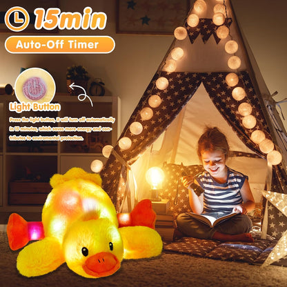 12" Light up Yellow Duck Stuffed Animal Soft LED Night Glowing | Plush Day Birthday Children Toddler Kids Toy Pillow Bed Sofa Beautiful Decorative