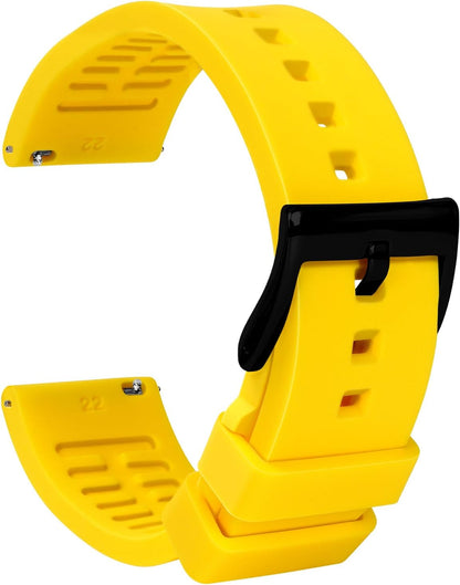 Silicone Watch Band for Men - Yellow Quick Release Watch Band for Women Soft - Waterproof Smart Watch Bracelet Clasp - Correa de Silicona para Reloj Replacement - 18mm 19mm 20mm 21mm 22mm 24mm