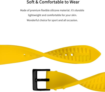 Silicone Watch Band for Men - Yellow Quick Release Watch Band for Women Soft - Waterproof Smart Watch Bracelet Clasp - Correa de Silicona para Reloj Replacement - 18mm 19mm 20mm 21mm 22mm 24mm
