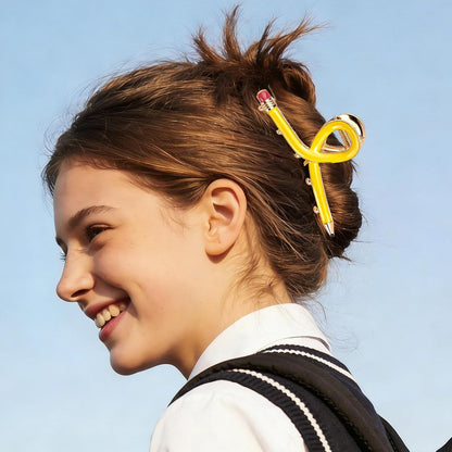 2 PCS Pencil Hair Clips for Women, Cute Teacher Claw Clips, Funny Hair Accessories for Back to School Teacher Gifts