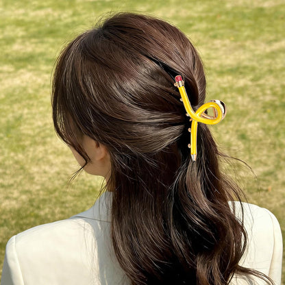 2 PCS Pencil Hair Clips for Women, Cute Teacher Claw Clips, Funny Hair Accessories for Back to School Teacher Gifts