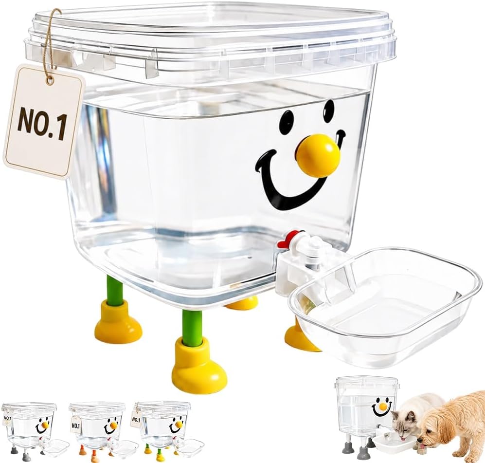 Pet Water Dispenser with Large Capacity, Gravity Bowl Fountain Automatic Elevated Bucket Electricity Free Easy Clean Refill Dog Cat Puppy Indoor Hydration Station for Small Pets Home Use