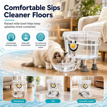 Pet Water Dispenser with Large Capacity, Gravity Bowl Fountain Automatic Elevated Bucket Electricity Free Easy Clean Refill Dog Cat Puppy Indoor Hydration Station for Small Pets Home Use