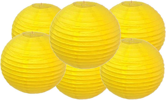 Pack of 6 Round Paper Lantern Lamp Paper Lanterns Party Decorations Yellow, 10"/25CM)