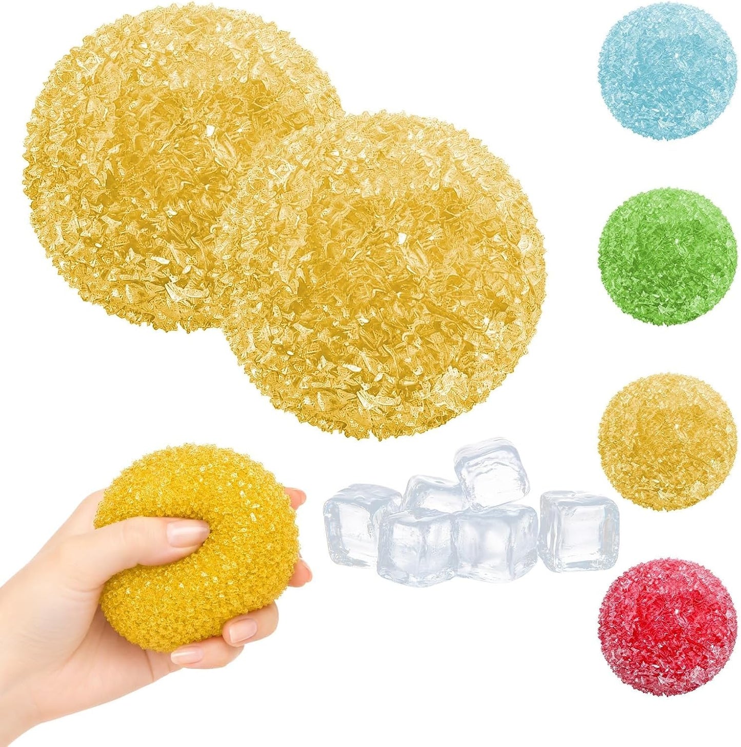Crunchy Bread Squishy Stress Ball, 2026 New Ice Skin Fidget Sensory Toy, Waxberry Moldable Crunchy Stress Balls, Slushy Squeeze Ball for Stress Relief(2pcs Yellow)