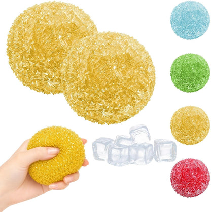 Crunchy Bread Squishy Stress Ball, 2026 New Ice Skin Fidget Sensory Toy, Waxberry Moldable Crunchy Stress Balls, Slushy Squeeze Ball for Stress Relief(2pcs Yellow)