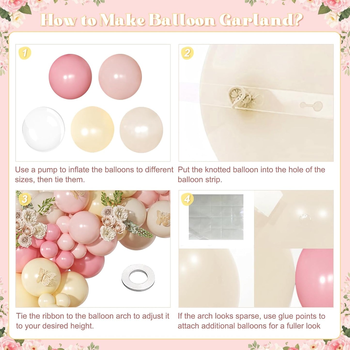 Pink and Yellow Balloon Arch Kit Pastel Yellow Balloons | 126Pcs Light Pink Sand White Balloons Garland Kit for Birthday Baby Shower Bridal Shower Wedding Bee Bear Party Decorations