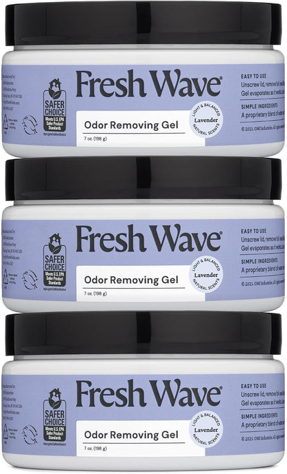 Lemon Odor Eliminator Gel 3-Pk 7 oz - Air Freshener for Home | Plant-based essential oils. Lasts 15-30 days per jar. No plug-in needed. Pet-safe, closet and bathroom deoderizer.
