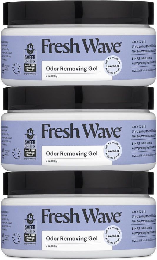 Lemon Odor Eliminator Gel 3-Pk 7 oz - Air Freshener for Home | Plant-based essential oils. Lasts 15-30 days per jar. No plug-in needed. Pet-safe, closet and bathroom deoderizer.