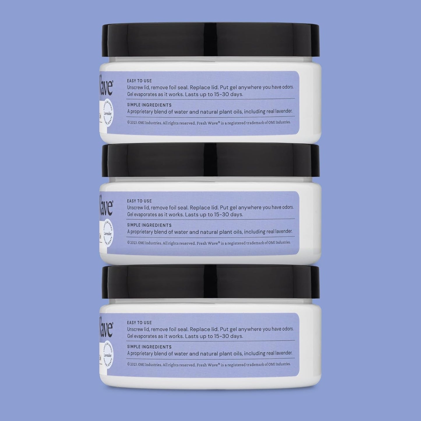 Lemon Odor Eliminator Gel 3-Pk 7 oz - Air Freshener for Home | Plant-based essential oils. Lasts 15-30 days per jar. No plug-in needed. Pet-safe, closet and bathroom deoderizer.