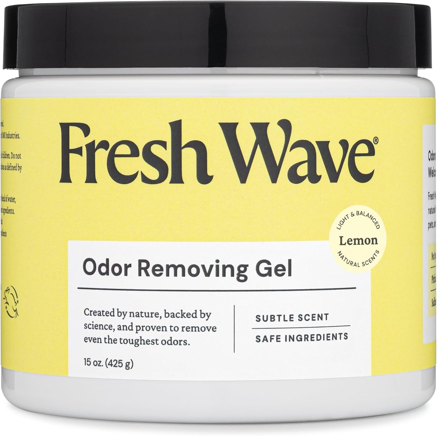 Lemon Odor Eliminator Gel 3-Pk 7 oz - Air Freshener for Home | Plant-based essential oils. Lasts 15-30 days per jar. No plug-in needed. Pet-safe, closet and bathroom deoderizer.
