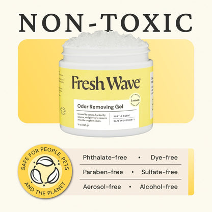 Lemon Odor Eliminator Gel 3-Pk 7 oz - Air Freshener for Home | Plant-based essential oils. Lasts 15-30 days per jar. No plug-in needed. Pet-safe, closet and bathroom deoderizer.