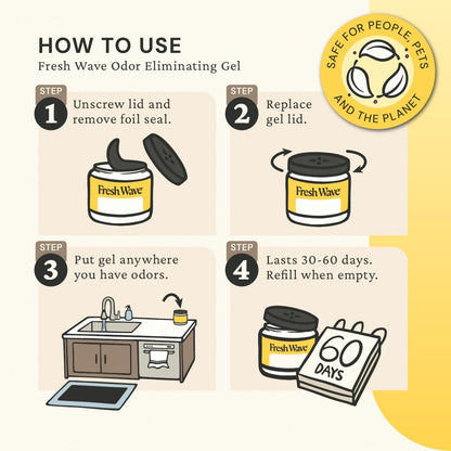 Lemon Odor Eliminator Gel 3-Pk 7 oz - Air Freshener for Home | Plant-based essential oils. Lasts 15-30 days per jar. No plug-in needed. Pet-safe, closet and bathroom deoderizer.