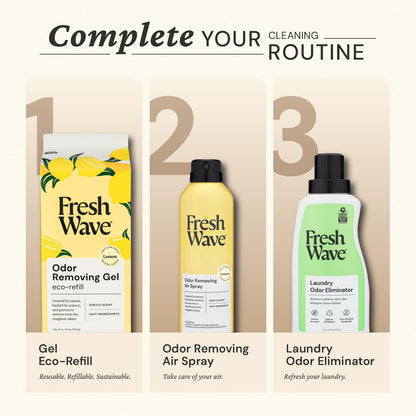 Lemon Odor Eliminator Gel 3-Pk 7 oz - Air Freshener for Home | Plant-based essential oils. Lasts 15-30 days per jar. No plug-in needed. Pet-safe, closet and bathroom deoderizer.