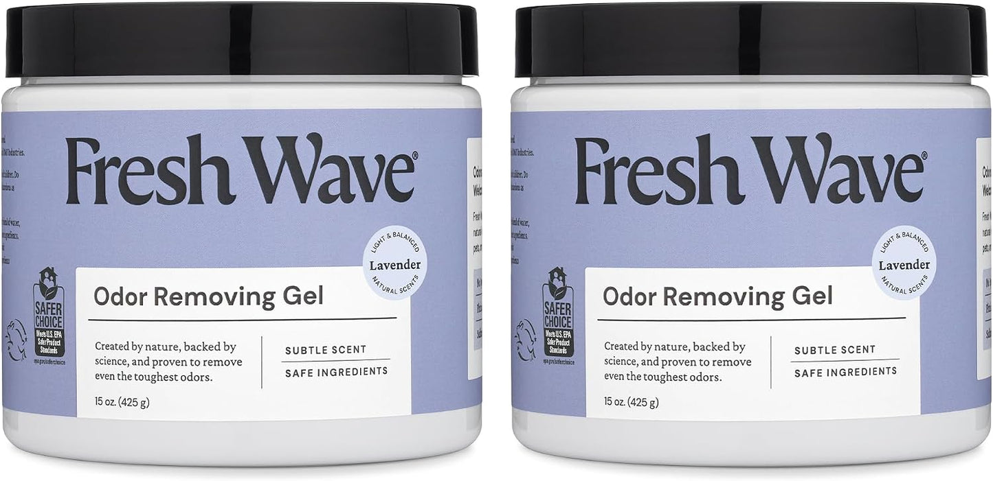 Lemon Odor Eliminator Gel 3-Pk 7 oz - Air Freshener for Home | Plant-based essential oils. Lasts 15-30 days per jar. No plug-in needed. Pet-safe, closet and bathroom deoderizer.